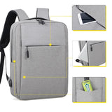 Men's Business Backpack USB Charging Rucksack Waterproof Oxford Cloth 15.6 Inch
