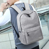 Leisure School Backpack USB Charging Gray Convenient Men's Backpack