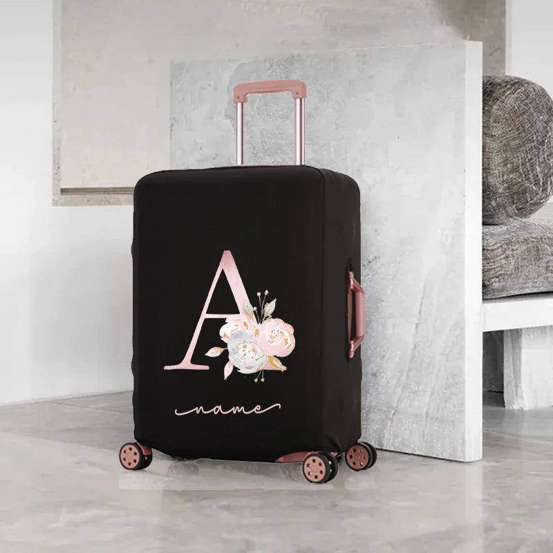 Rose Pink Letter Name Luggage Cover 18-32 Inch