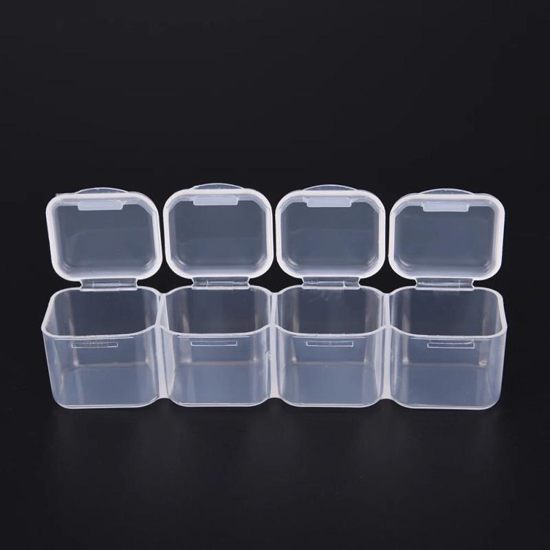 28 Slots 4 Week Pill Case Clear Plastic Adjustable Jewelry Storage Box