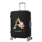 Watercolor Golden Floral Letters Luggage Cover - Fits 18-32''