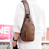 Men's Double Pull PU Leather Shoulder Bag