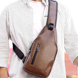 Men's Double Pull PU Leather Shoulder Bag