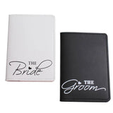 Set PU Leather Luggage Bag Tag Bride Groom Passport Case Cover for Couples
