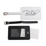 Set PU Leather Luggage Bag Tag Bride Groom Passport Case Cover for Couples