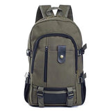 Men's Canvas Backpack Large Schoolbag Solid Rucksack Casual Travel Bag