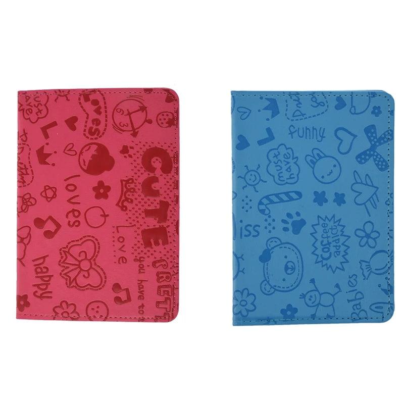 2 Pcs Leather Passport Holder & Rose Red Organizer Cover
