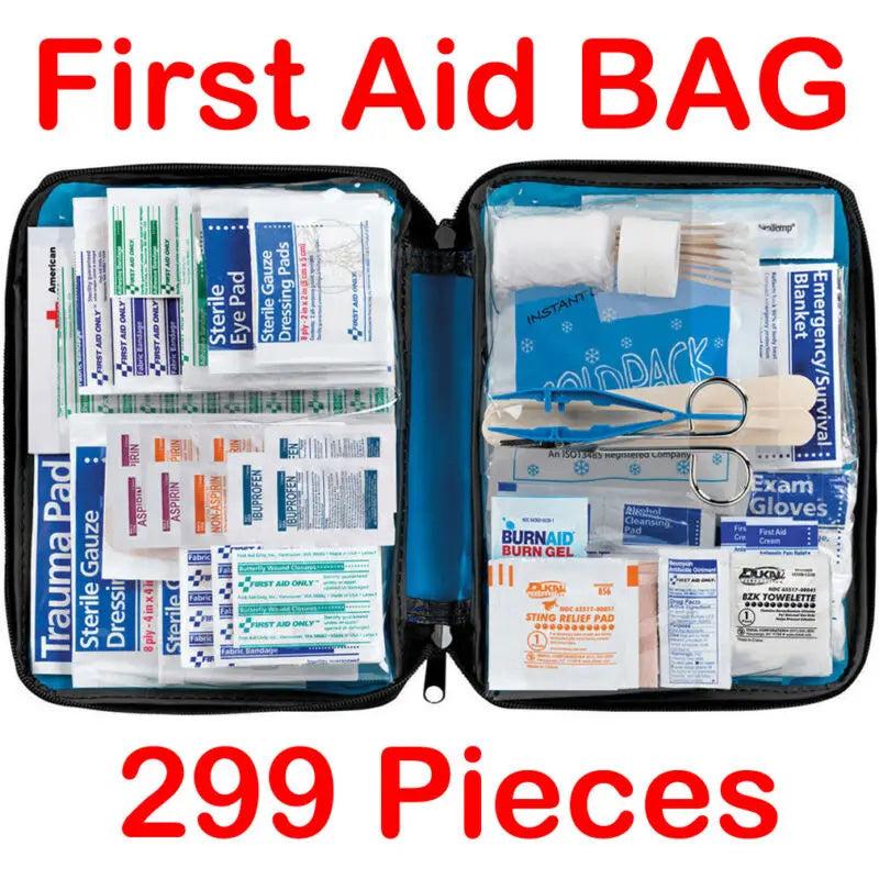 299 Pcs First Aid Emergency Kit Camping Sport Travel Car Home Medical Bag