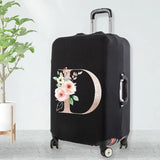 Watercolor Flowers Peach Rose Letters Luggage Cover