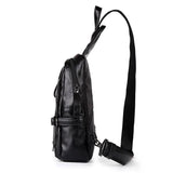 Men's Leather Sling Bag Chest Crossbody Shoulder Bag Soft Leather