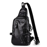 Men's Leather Sling Bag Chest Crossbody Shoulder Bag Soft Leather