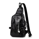 Men's Leather Sling Bag Chest Crossbody Shoulder Bag Soft Leather