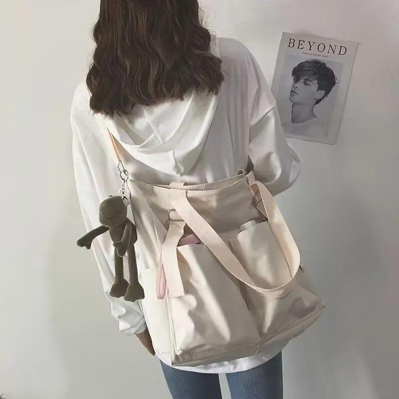 Foufurieux Large Capacity Canvas Women Shoulder Bag Army Green