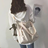 Foufurieux Large Capacity Canvas Women Shoulder Bag Army Green