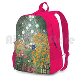 Gutav Klimt Flower Garden Painting Outdoor Hiking Backpack