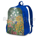 Gutav Klimt Flower Garden Painting Outdoor Hiking Backpack