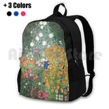 Gutav Klimt Flower Garden Painting Outdoor Hiking Backpack