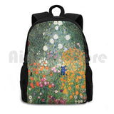 Gutav Klimt Flower Garden Painting Outdoor Hiking Backpack
