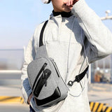 Men Solid Shoulder Messenger Chest Bag Large Capacity