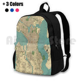 Seattle Vintage Map | Outdoor Hiking Backpack