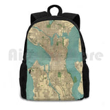 Seattle Vintage Map | Outdoor Hiking Backpack