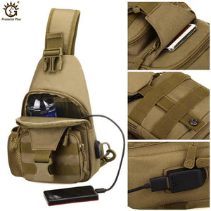 USB Charging Military Shoulder Bag Tactics Sling Bag Chest Pack