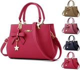 Women Leather Shoulder Crossbody Bags with Bow Pendant