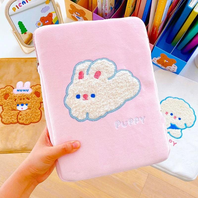 Embroidered Cartoon Laptop Sleeve for 11in Tablets