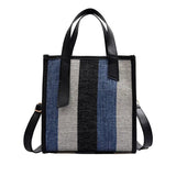 Women's Striped Canvas Shoulder Bag Fashionable Casual Totes