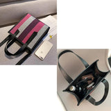 Women's Striped Canvas Shoulder Bag Fashionable Casual Totes