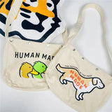 Vintage HUMAN Canvas Shoulder Messenger Bag Couple Casual Bag