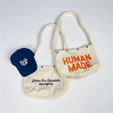Vintage HUMAN Canvas Shoulder Messenger Bag Couple Casual Bag