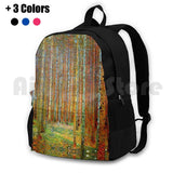 Gustav Klimt Landscape Painting Print Outdoor Hiking Backpack