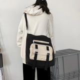 Preppy Students Casual Shoulder Bags Canvas Harajuku Bookbag Travel Tote