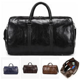 Men's Large Leather Travel Duffle Bag with Shoe Compartment