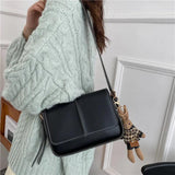 Flap Girls Shoulder Handbags Leather Solid Women Crossbody Bag