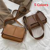 Flap Girls Shoulder Handbags Leather Solid Women Crossbody Bag