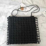 Korean Large Capacity Straw Tote Bag One Shoulder Square Handbag Messenger Bag