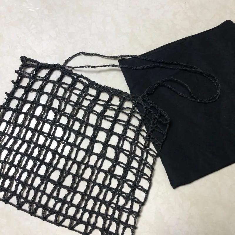 Korean Large Capacity Straw Tote Bag One Shoulder Square Handbag Messenger Bag