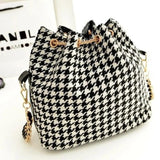 Bohemia Canvas Bucket Bag Chains Shoulder Handbags Vintage Messenger Bag