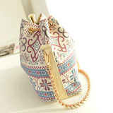 Bohemia Canvas Bucket Bag Chains Shoulder Handbags Vintage Messenger Bag