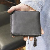 Men's Plaid Short Wallet Anti-theft Leather Money Clip