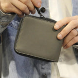 Men's Plaid Short Wallet Anti-theft Leather Money Clip