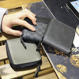 Men's Plaid Short Wallet Anti-theft Leather Money Clip