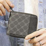 Men's Plaid Short Wallet Anti-theft Leather Money Clip