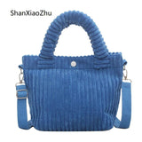 Nylon Bucket Shoulder Bag Crossbody Corduroy Women's Bag