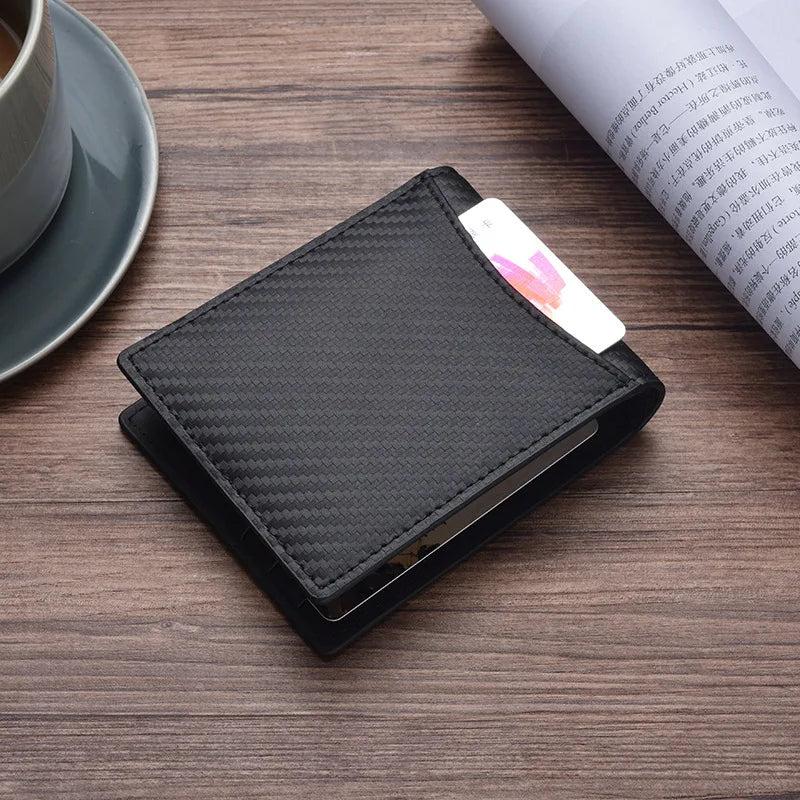 RFID Carbon Fiber Leather Men's Wallet Trifold Magic Money Purse