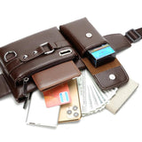 Men's PU Leather Waist Pack Fanny Bag Crossbody Black/Brown