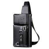 Men's PU Leather Waist Pack Fanny Bag Crossbody Black/Brown