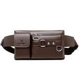 Men's PU Leather Waist Pack Fanny Bag Crossbody Black/Brown